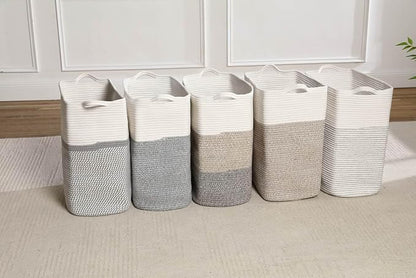 Tall Laundry Basket With Handles, Woven Cotton Rope Big Laundry Hamper Sorters - Image 8