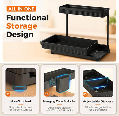 Sevenblue 3 Pack Multi-Purpose Pull-Out Storage Organizers, 2-Tier L-Shaped - Image 6