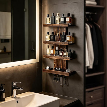 Cologne Organizer for Men, Wall-Mounted Perfume Storage Display Shelf | Wooden - Image 5