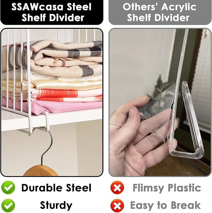Shelf Dividers, 8 Pack Closet Organizers and Storage, Metal Closet Dividers - Image 3