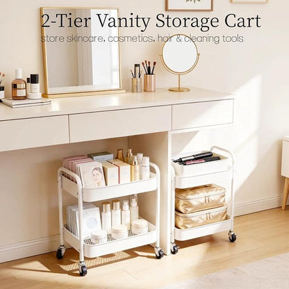 Under Desk Storage Cart 2 Tier Utility Rolling Cart - Image 8
