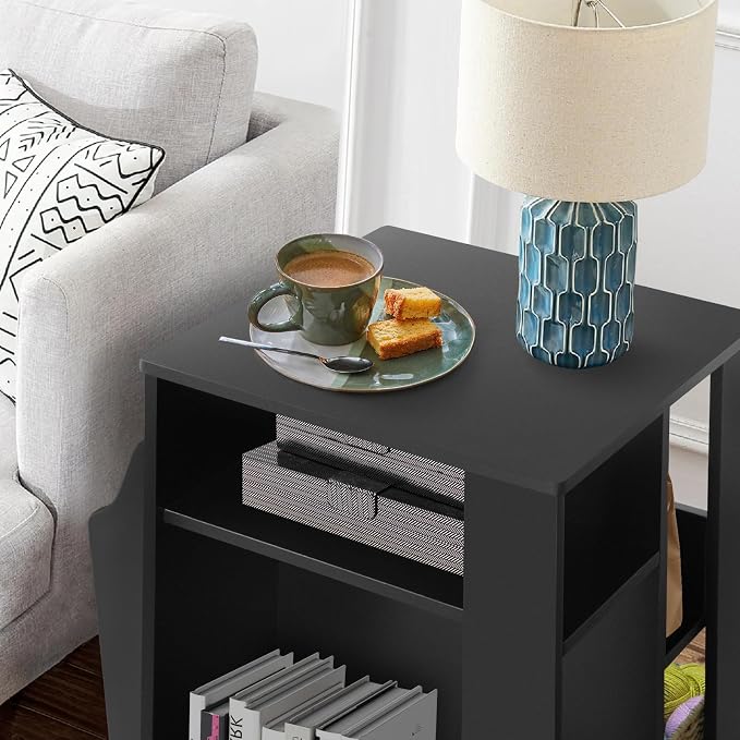 Square Rotating End Table with Storage, Cabinet and Multiple Storage, Swivel - Image 9