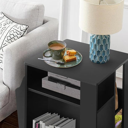 Square Rotating End Table with Storage, Cabinet and Multiple Storage, Swivel - Image 9