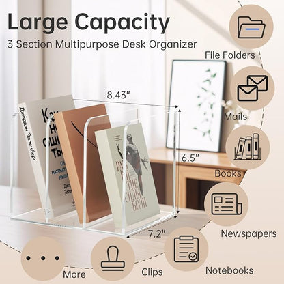 Acrylic Desk Organizer Book Organizer, Magazine File Holder, Vertical File - Image 2