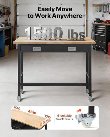 VEVOR 48-inch Workbench, 1500 lbs Load Capacity, Garage Workbench - Image 2