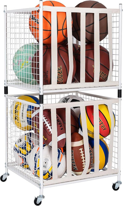 Mythinglogic Rolling Sports Ball Storage Cart, Sports Lockable Ball Storage by Mythinglogic