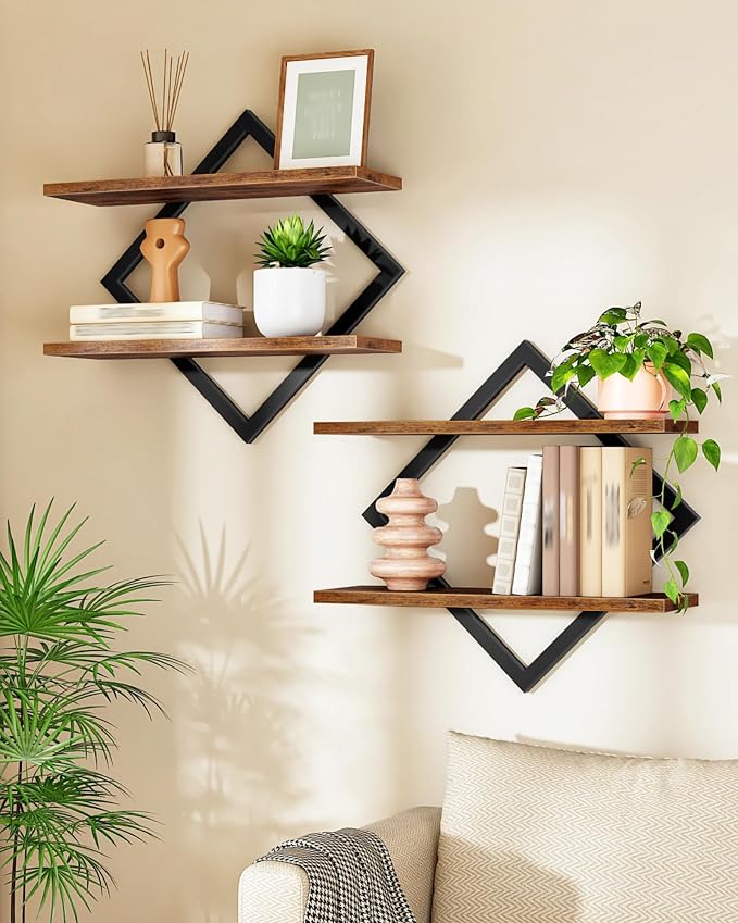 CHOEZON Floating Shelves, 2-Tier Hanging Shelves, Wall Shelf Set of 2, Wall by Choezon