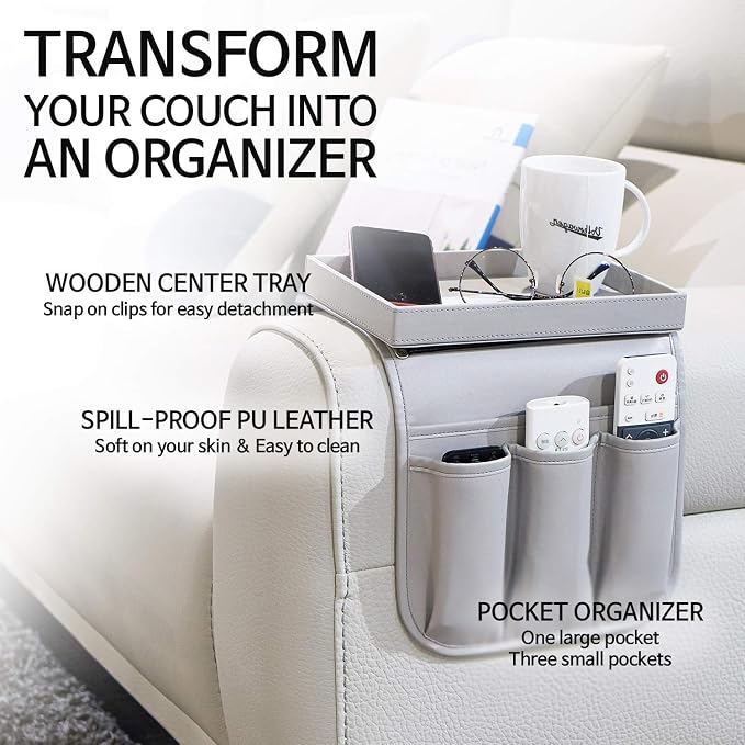 Couch Remote Caddy Control Holder Sofa Synthetic PU Leather Organizer - Image 4