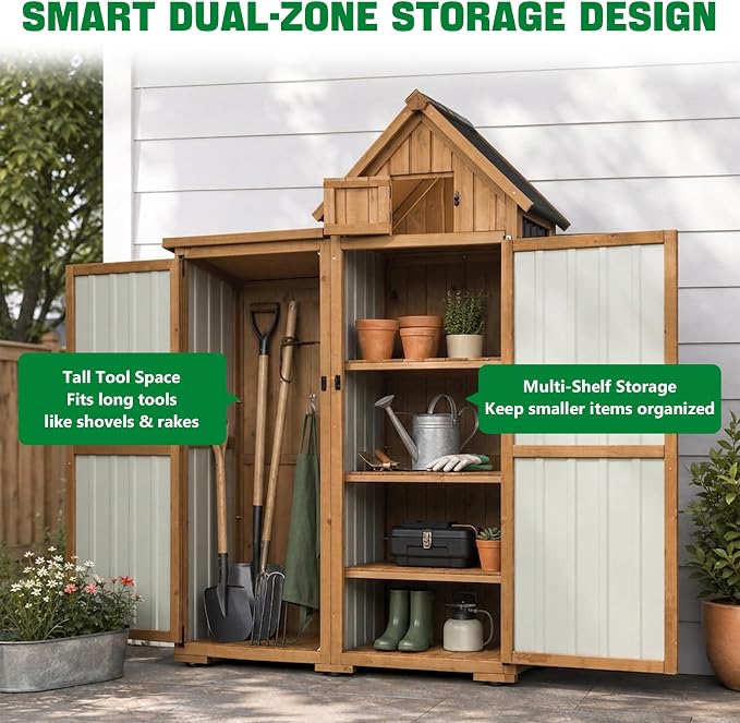 Ketive Outdoor Storage Cabinet, Metal Panels, Top Storage Compartment, Asphalt - Image 6