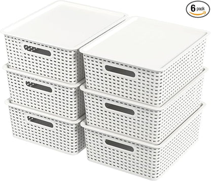 Hespama 6-Pack Plastic Weave Storage Basket by Hespama