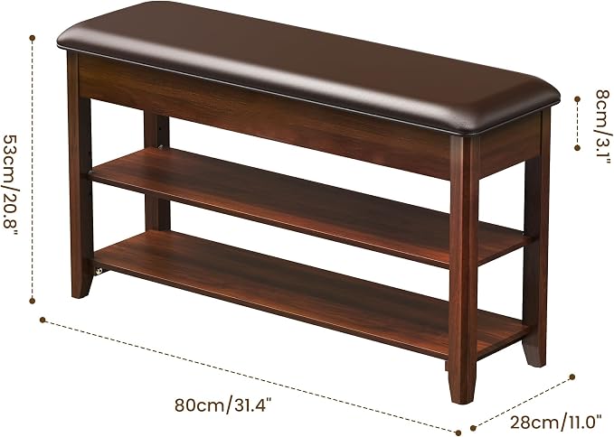 LBT Solid Wood Entryway Shoe Rack Bench - Image 2
