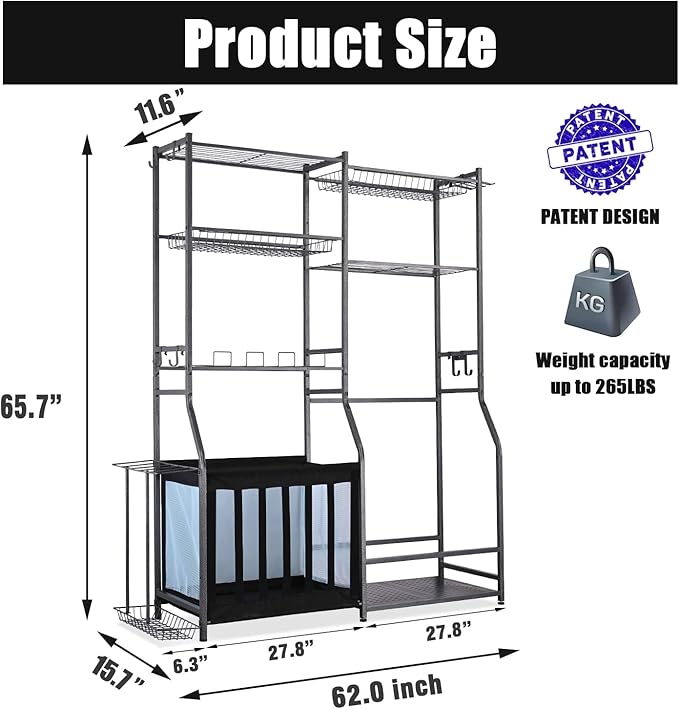 Mythinglogic Garage Sports Equipment Storage, 2 Golf Bag Storage Stand and - Image 7