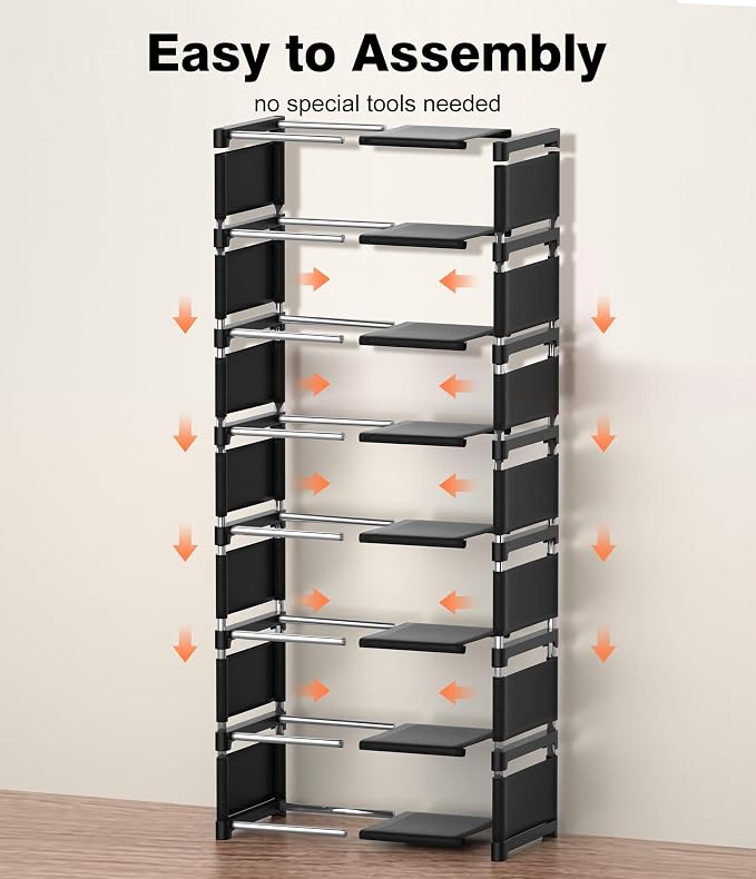 8-Tier Shoe Rack Organizer, Vertical Narrow Space Saving Storage Metal Free - Image 6