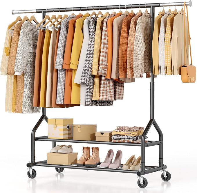 EAGMAK Heavy Duty Clothes Rack Load 556 LBS, Rolling Clothing Rack by Eagmak