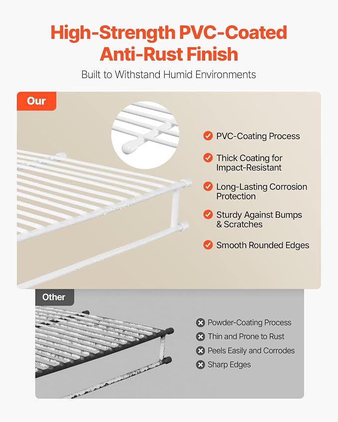 VEVOR Wire Shelf Kit, 3 ft, Wall Mounted Wire Shelves, Heavy-Duty Carbon Steel - Image 5