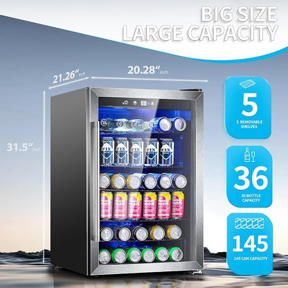 Antarctic Star Beverage Refrigerator, 145 Can Mini Fridge, Freestanding wine - Image 4