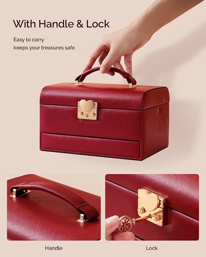 CASEGRACE Jewelry Box, 3 Layers Leather Jewelry Storage Box - Image 4