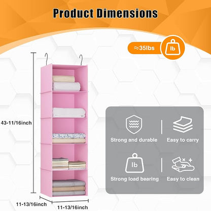 Hanging Closet Organizer, Easy Mount Foldable 5-Shelf Hanging Closet Wardrobe - Image 3