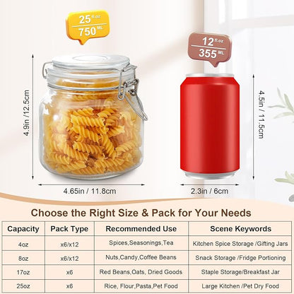 6 Pack Spice Jars, 25 oz Glass Containers - Image 3