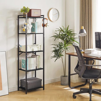 YMYNY Bookshelf, 5-Tier Ladder Shelf Organizer, Narrow Shelving Unit, Corner - Image 4