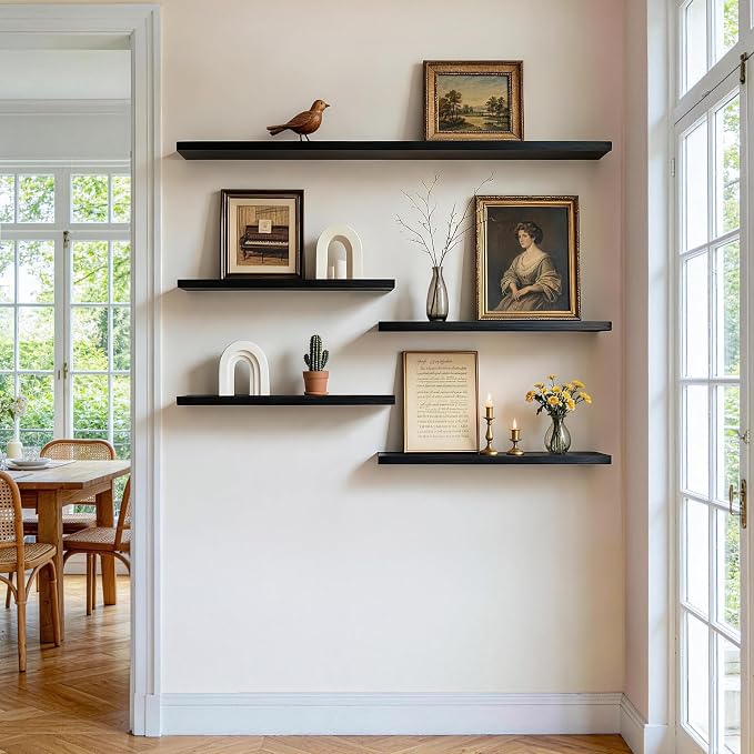 BAYKA Floating Shelves for Wall, 22.5 Inches Wall Mounted Rustic Wood Shelves - Image 2