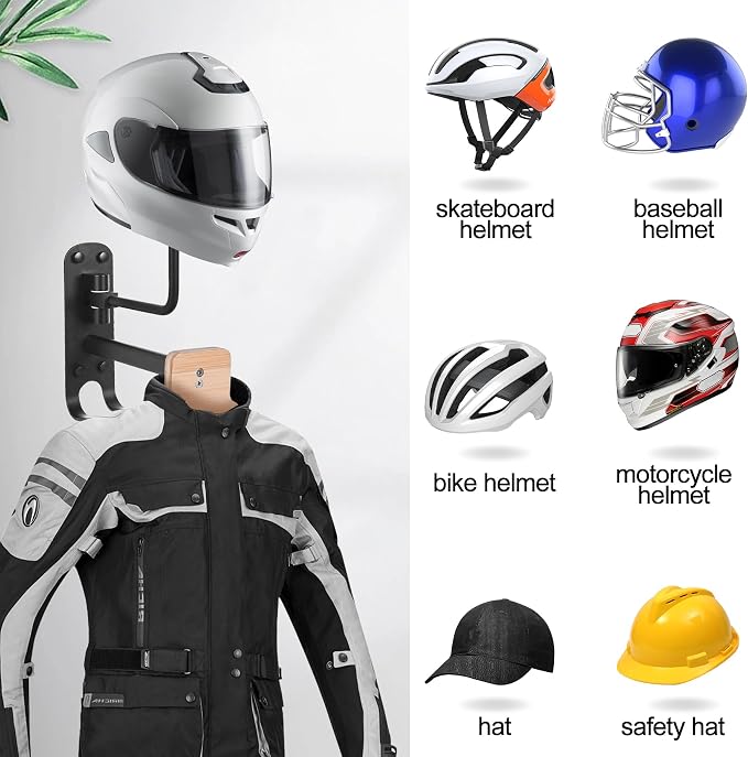 Motorcycle Helmet Rack Wall Mount 180 Degree Rotation Metal Bike Helmet Holder - Image 5
