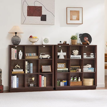 9 Cube Bookshelf, Wood Floor Standing 3-Tier Cubby Book Shelf - Image 7