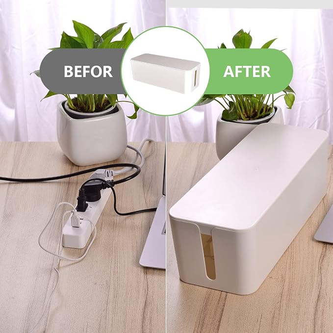 Cable Management Box, Large Cord Organizer Box to Hide Power Strip & Under Desk - Image 6