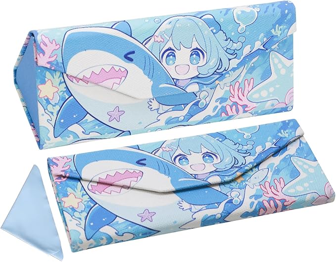 Foldable Glasses Case, Magnetic PU Leahter Sunglasses Case, Cute Hard Shell by FLYINGMAGE