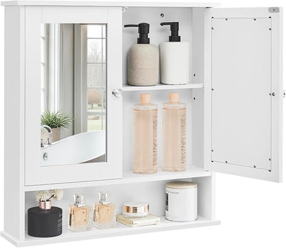 VASAGLE Bathroom Cabinet with Mirror, Wall Cabinet with 2 Mirrored Doors by Unknown