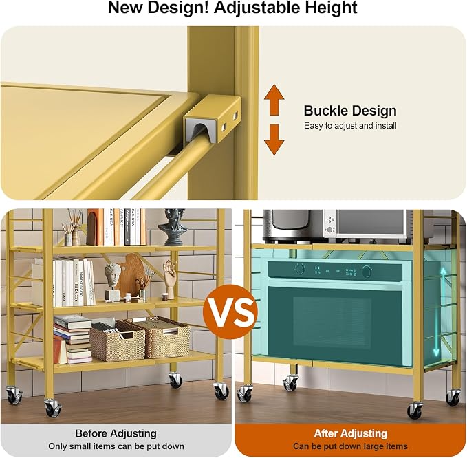 Himix 6 Tier Foldable Storage Shelves, Expandable Folding Bookshelf - Image 4