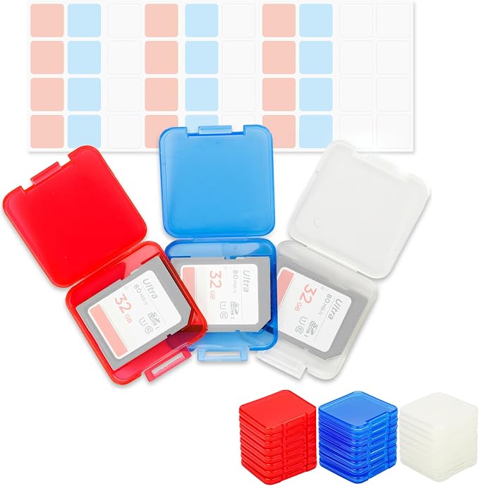 Kiorafoto 24 PCS Multi-Color Clear Plastic SD Card Case Holder by Kiorafoto