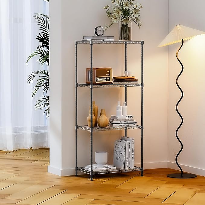 IZEUK 4-Tier Black Steel Storage Shelves, Heavy Duty Utility Wire Rack Organizer - Image 8