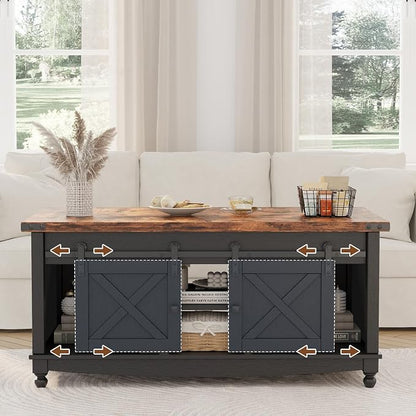 ALLSTAND 48" Farmhouse Lift Top Coffee Table - Image 6