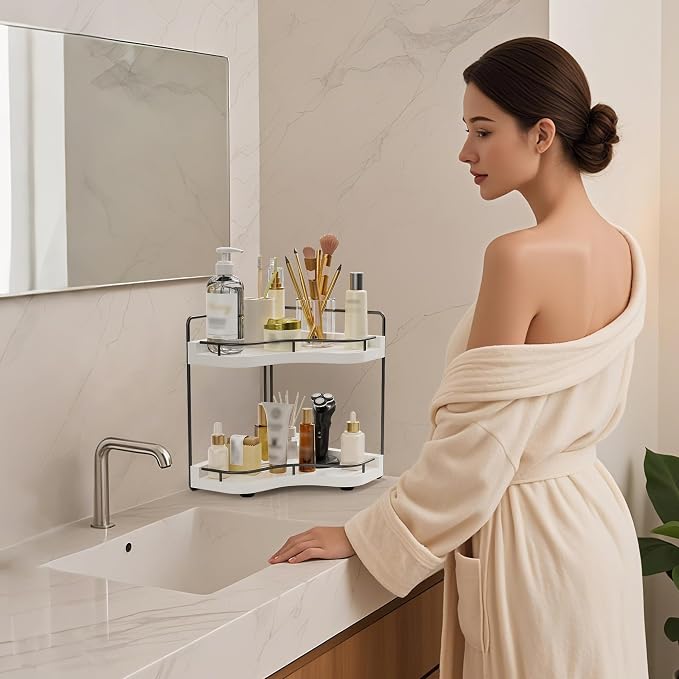 2-Tier Corner Bathroom Counter Organizer - Image 7