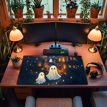 Cute Desk Mat Ghost Cartoon Mouse Pad Haunted House Style Desk Pad, Gaming - Image 4