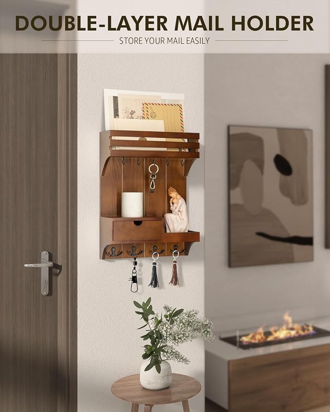 Rebee Vision Farmhouse Key Holder Wall Mount – Decorative Mail Organizer - Image 2