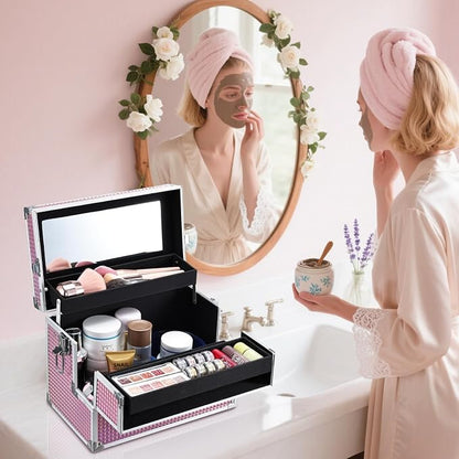 Joligrace Large Makeup Box Organizer, 12 Inch Makeup Train Case - Image 4