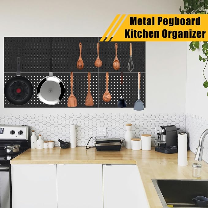 PBHEPJ 6 Pcs Metal Pegboard Panels, Heavy Duty Peg Boards - Image 6