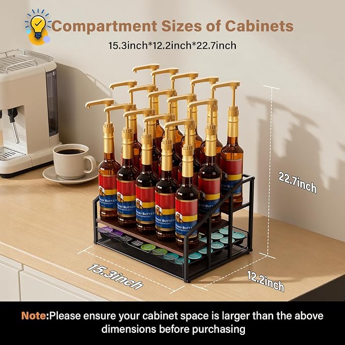 Coffee Syrup Rack Organizer, 4-Tier 12 Bottle Syrup Rack - Image 4