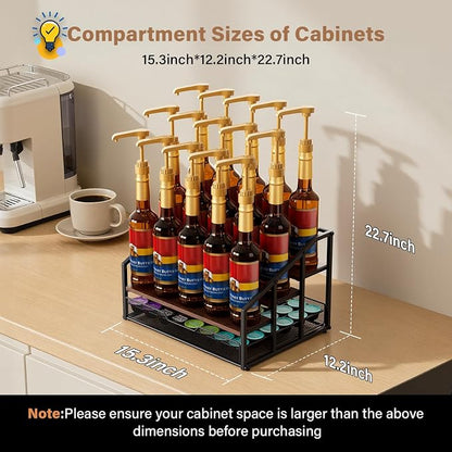Coffee Syrup Rack Organizer, 4-Tier 12 Bottle Syrup Rack - Image 4