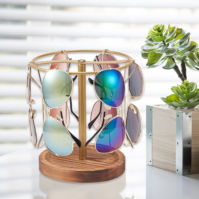 Sunglasses Organizer Wood Glasses Holder Stand, Metal Sunglass Storage Display - Image 7