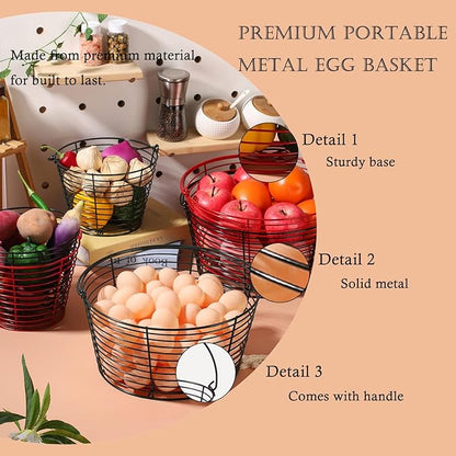 Colorful Metal Mesh Wire Egg Collecting Basket - Image 5