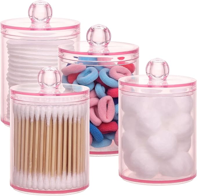 Tbestmax 4 pcs Qtips Holder Bathroom Container, 10 OZ Apothecary Jar by Tbestmax