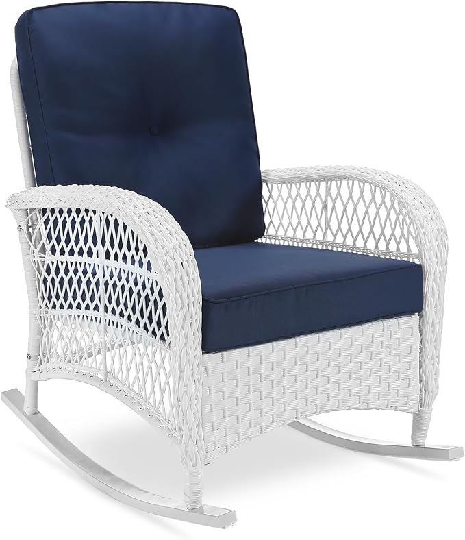 VIVIJASON Outdoor Wicker Rocking Chair, Patio Rattan Rocker Chair by VIVIJASON