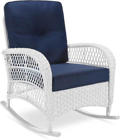 VIVIJASON Outdoor Wicker Rocking Chair, Patio Rattan Rocker Chair by VIVIJASON