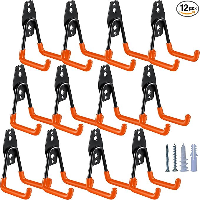Heavy Duty Garage Hooks 12 Pack, 2.8 inch Small U Shaped Hanger, Wall Mounted by HUPBIPY