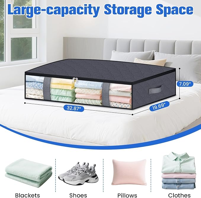 Under Bed Storage Containers, 4 Pack Blanket Storage Bags, Collapsible Storage - Image 2