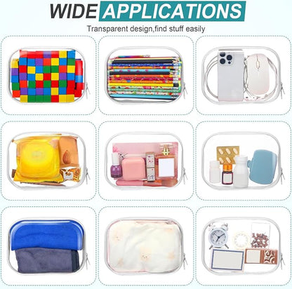 Hoolerry 4 Pcs Hard Clear Zipper Case Makeup Bags Plastic Pencil Pouch - Image 7