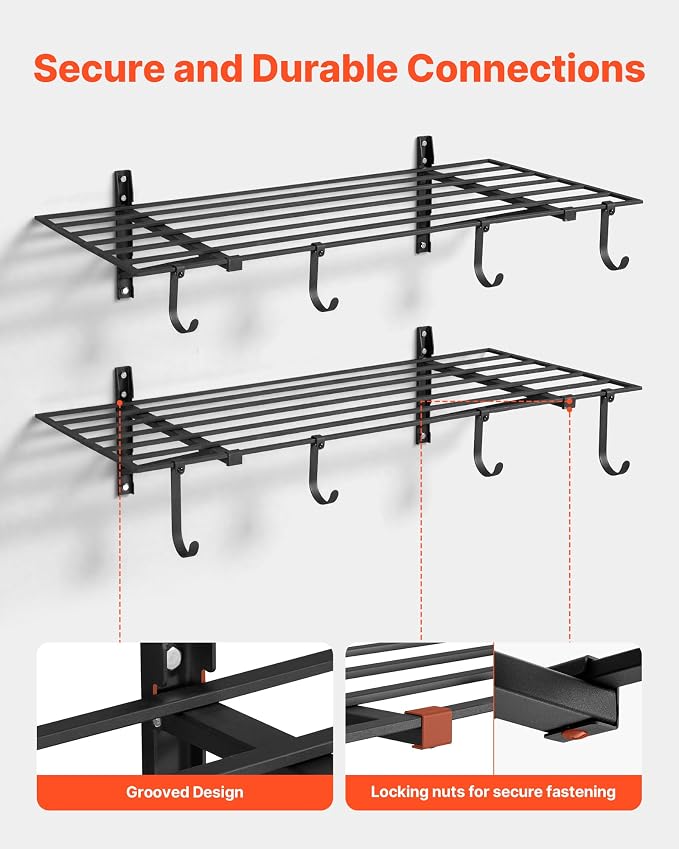 VEVOR 2-Tier Heavy Duty Wall Garage Shelving, 2 x 4 ft Steel Wall Mounted - Image 5